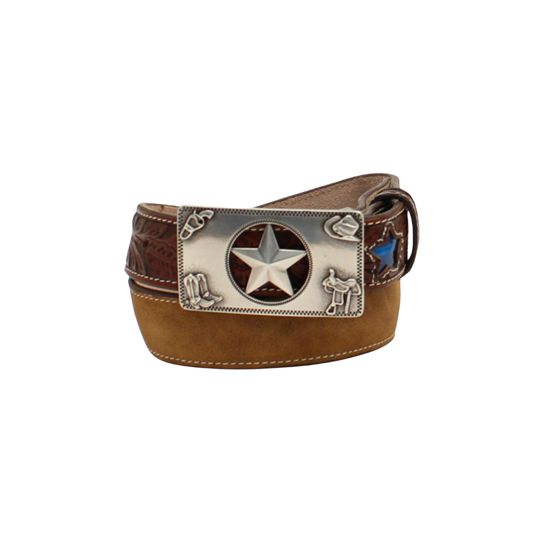 3D Youth Boy's Western Stars Brown Belt