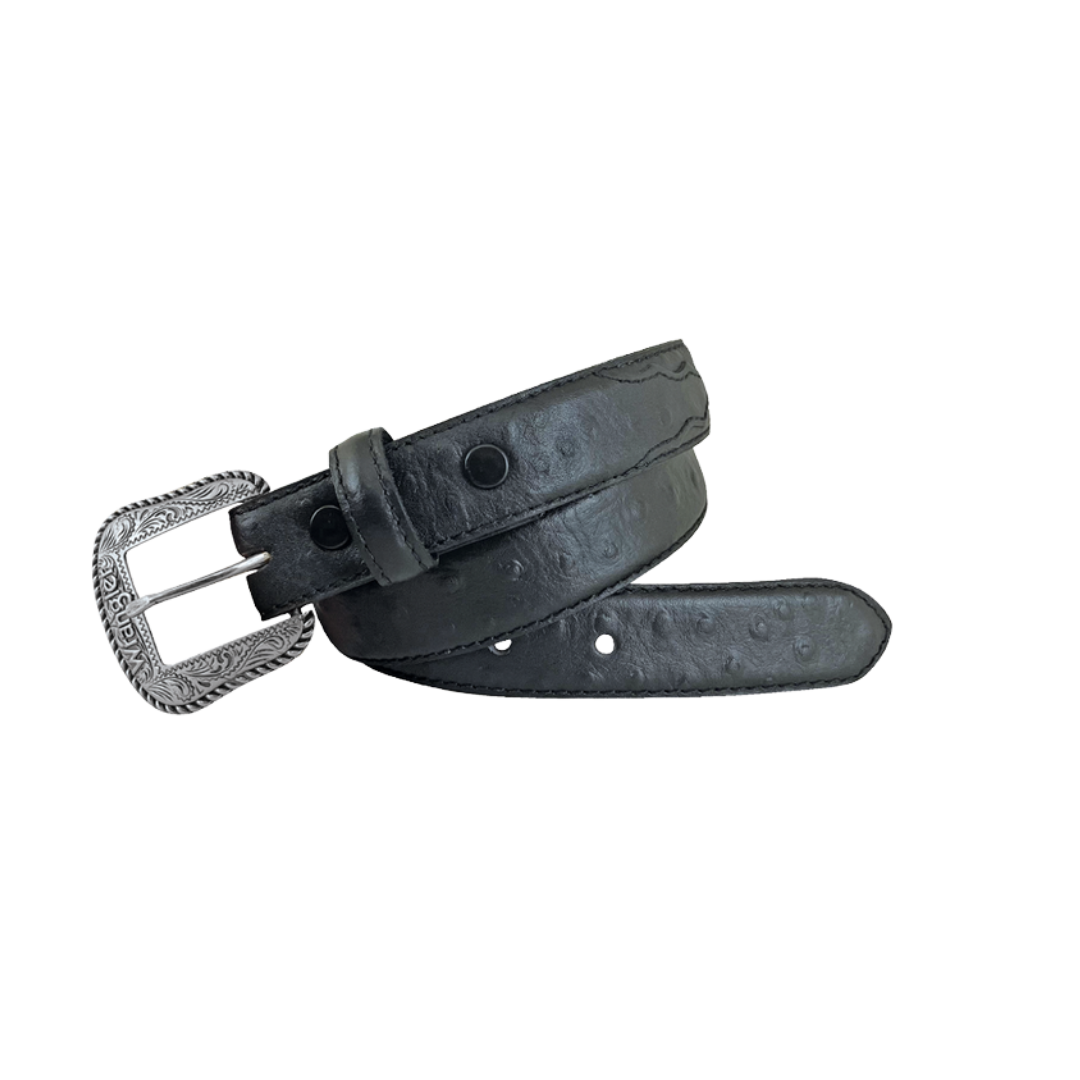 Wrangler Youth Boy's Ostrich Print Black Belt