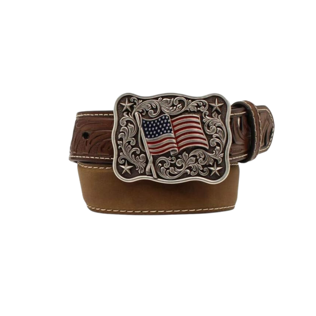 Nocona Youth Boy's Medium Brown Flag Belt