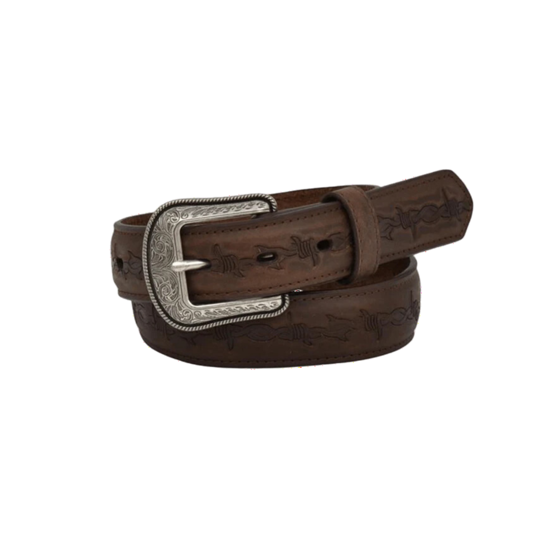 Ariat Youth Boy's Barbed Wire Embossed Brown Belt