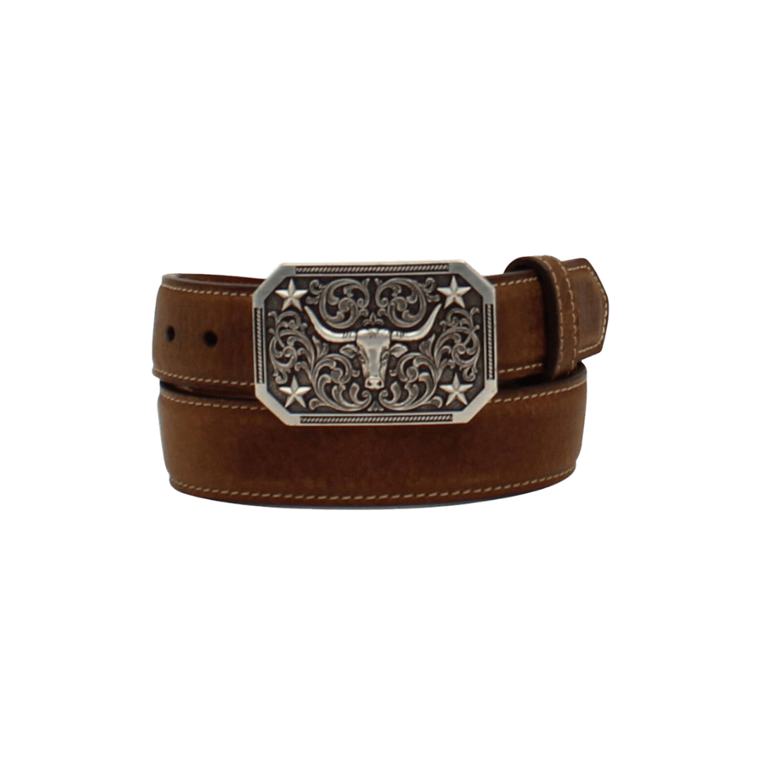 Ariat Youth Boy's Longhorn Buckle Brown Belt