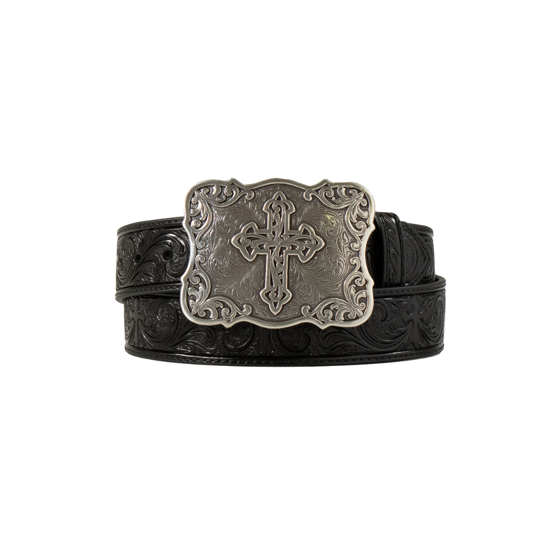 Nocona Women's Embossed Crossed Black Belt