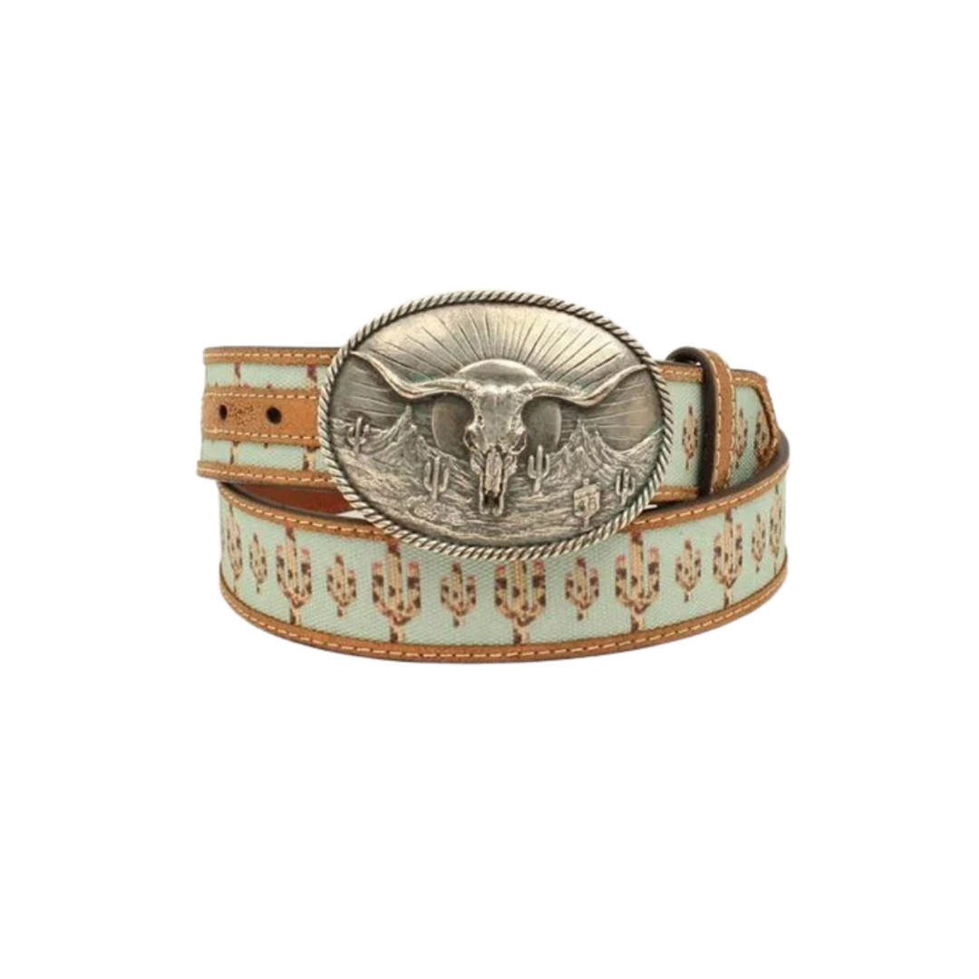 Ariat Women's Turquoise Leopard Cactus Cow Skull Brown Belt