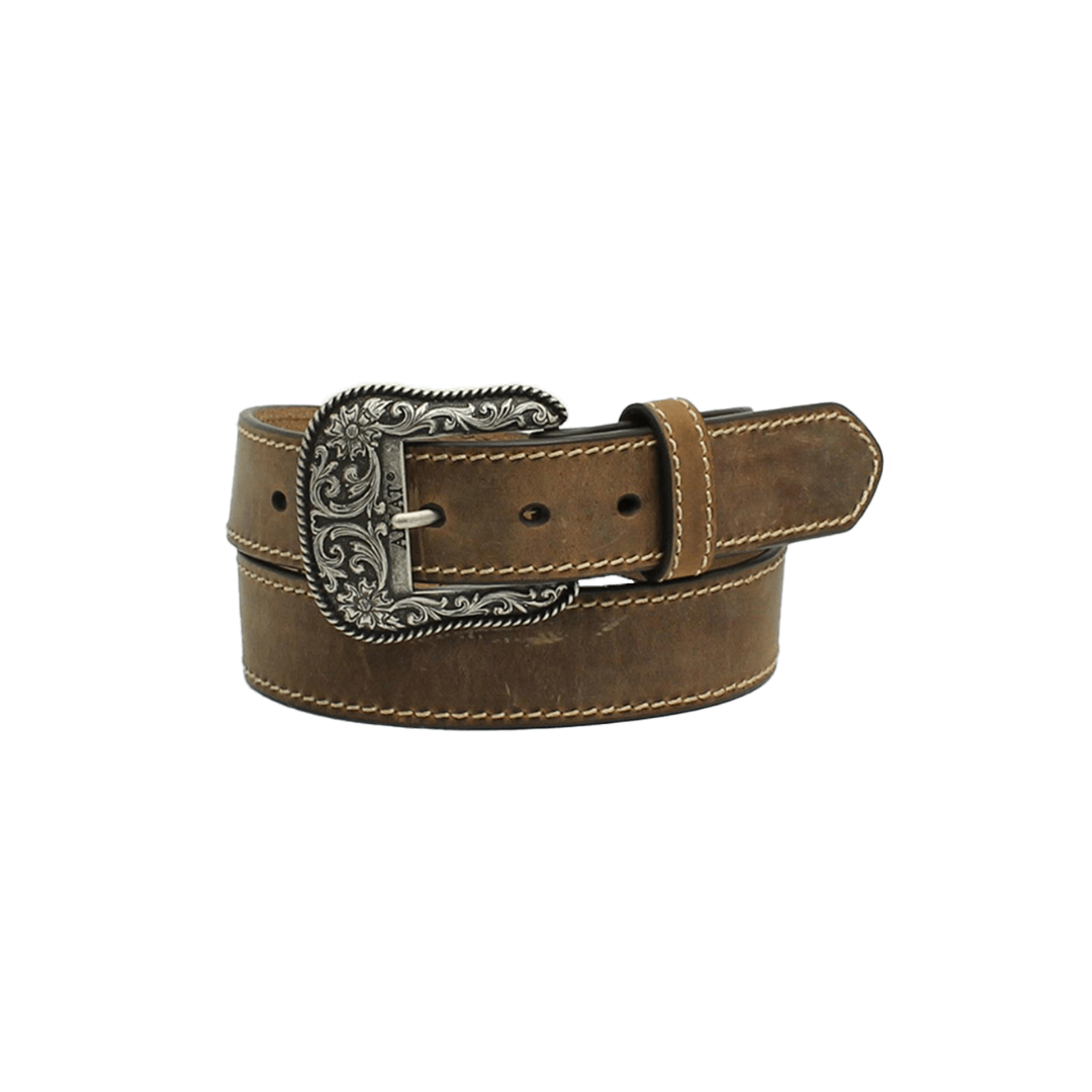 Ariat Women's Heavy Stitch Edge Leather Brown Belt