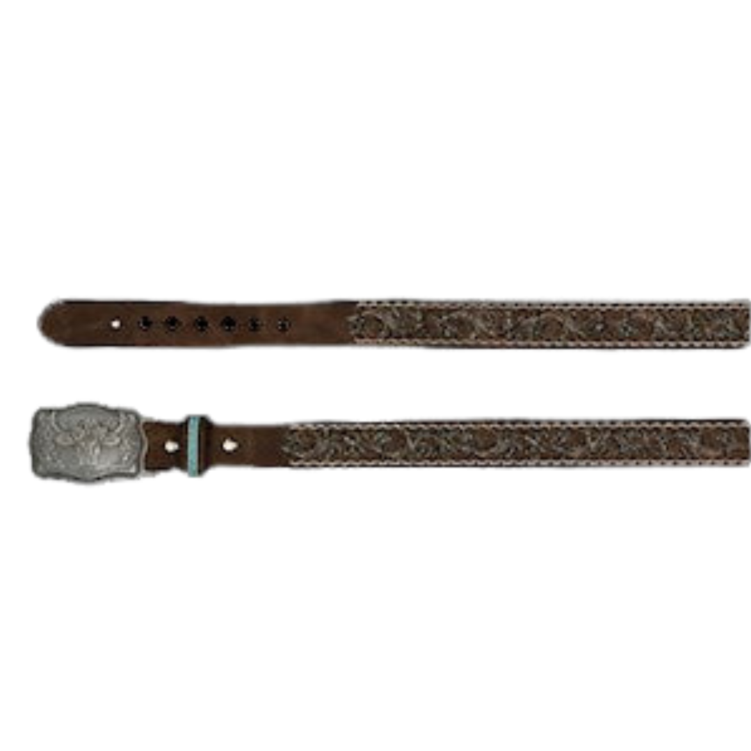 Catchfly Youth Girl's Leather Dark Brown Belt