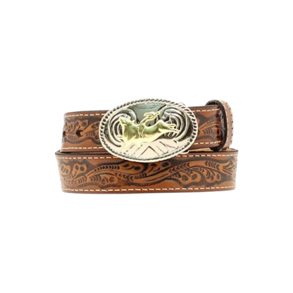 Nocona Youth Boy's Embossed Bullrider Brown Belt