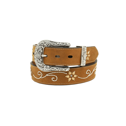 Nocona Women's Floral Leather Brown Belt