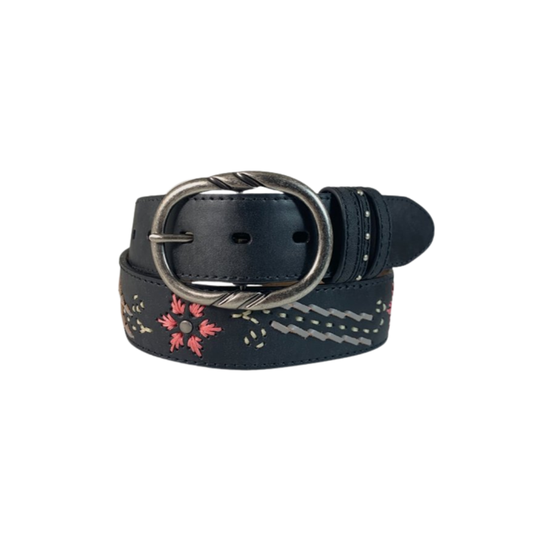 Gem Dandy Women's Floral Black Belt