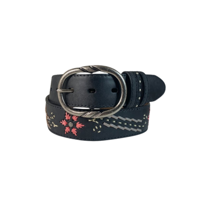 Gem Dandy Women's Floral Black Belt