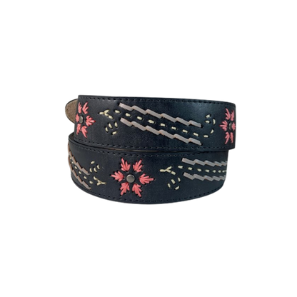 Gem Dandy Women's Floral Black Belt
