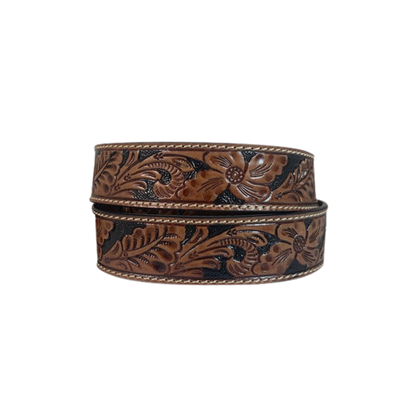 Gem Dandy Men's Roper Tan Floral Tooled Brown Belt