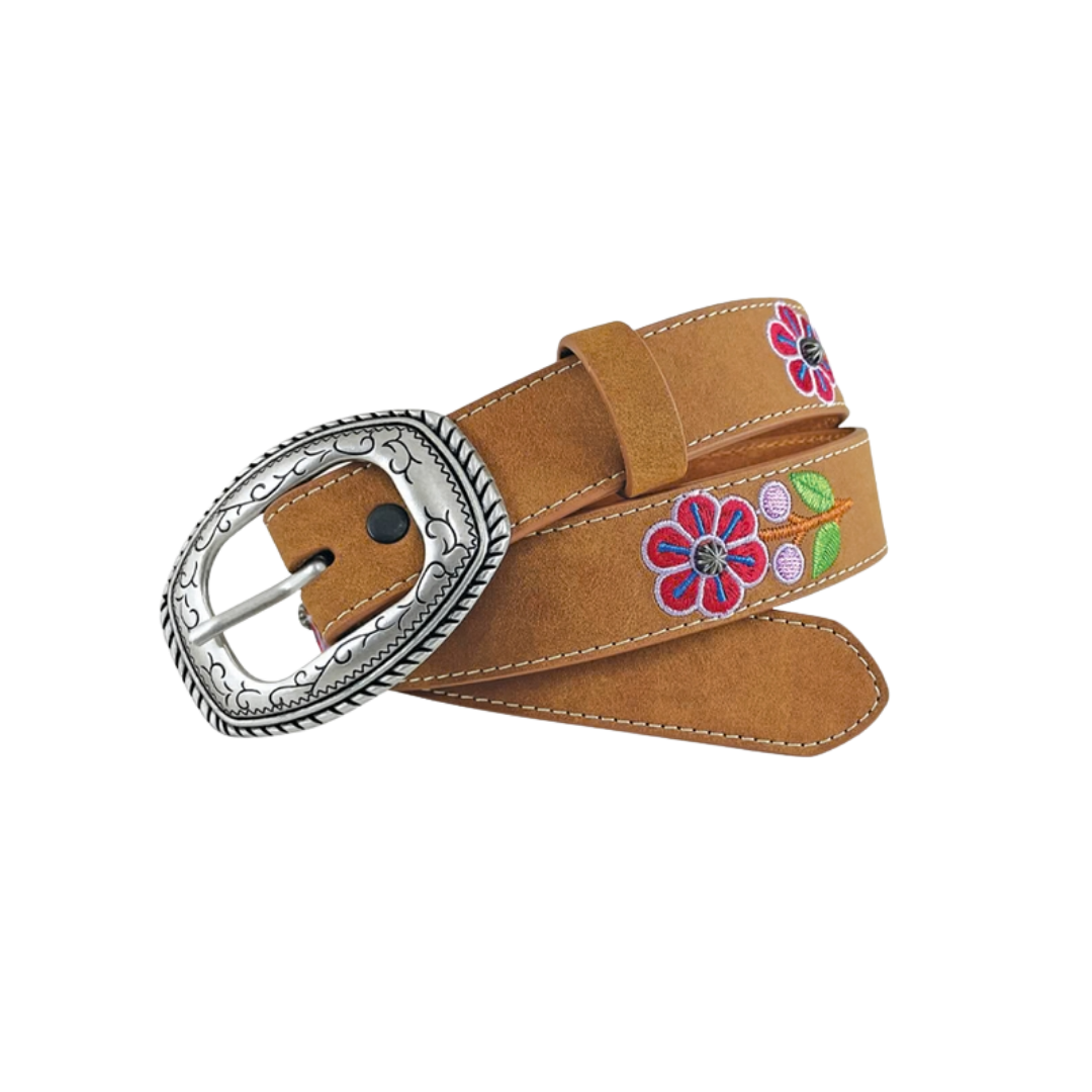 Wrangler Youth Girl's Flower Detail Brown Belt