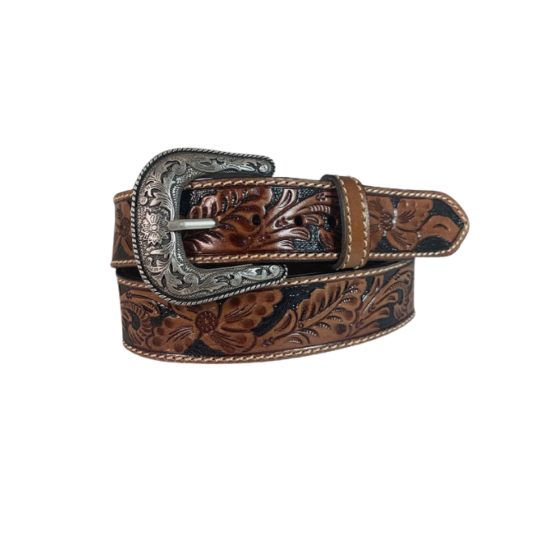 Gem Dandy Men's Roper Tan Floral Tooled Brown Belt