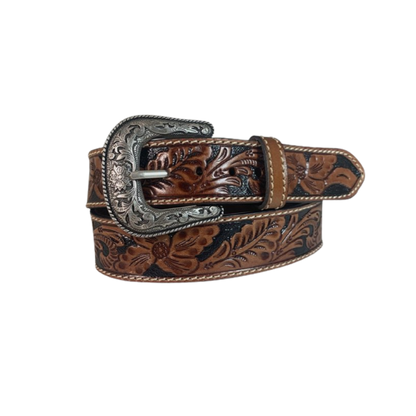Gem Dandy Men's Roper Tan Floral Tooled Brown Belt