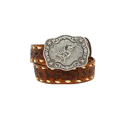 Nocona Youth Boy's Floral Bull Rider Brown Belt