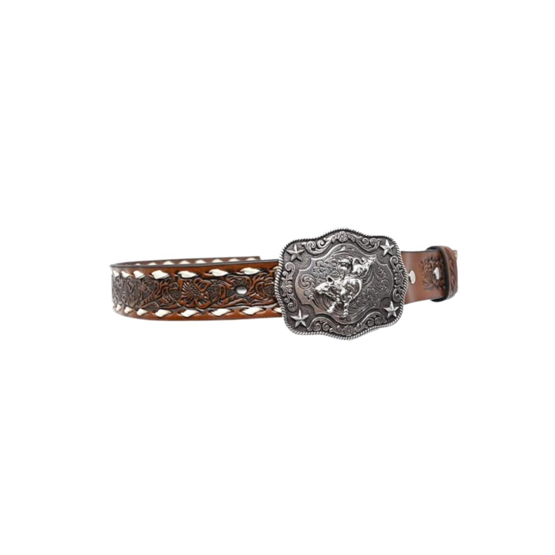Nocona Youth Boy's Floral Bull Rider Brown Belt