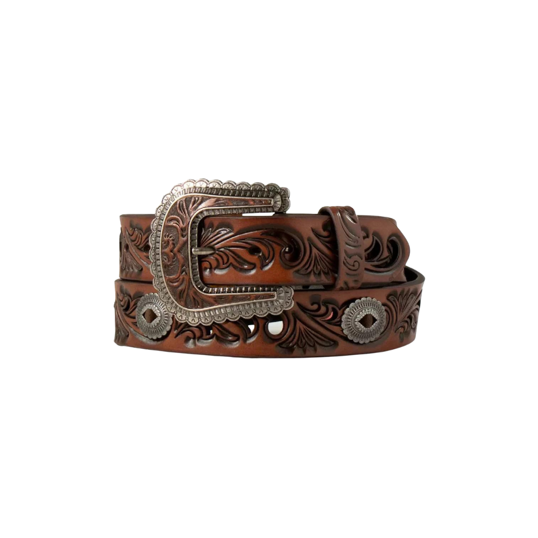 M&F Women's Filigree Oval Brown Belt