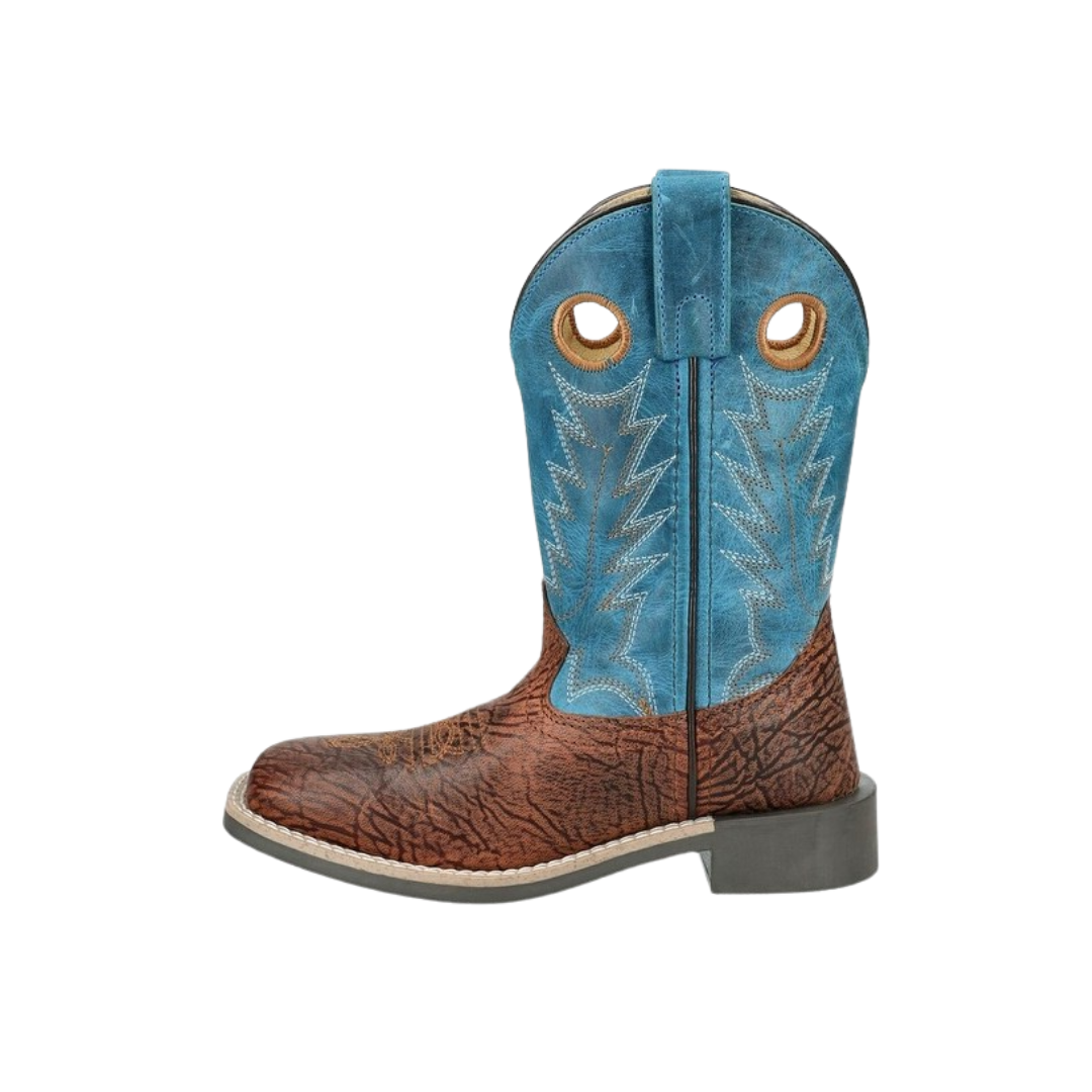 Smoky Mountain Youth Boy's Leather Frontier Brown Blue Boots