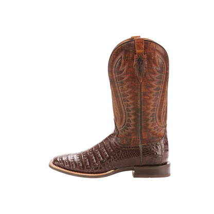 Ariat Men's Double Down Caiman Belly Wide Brown Boots
