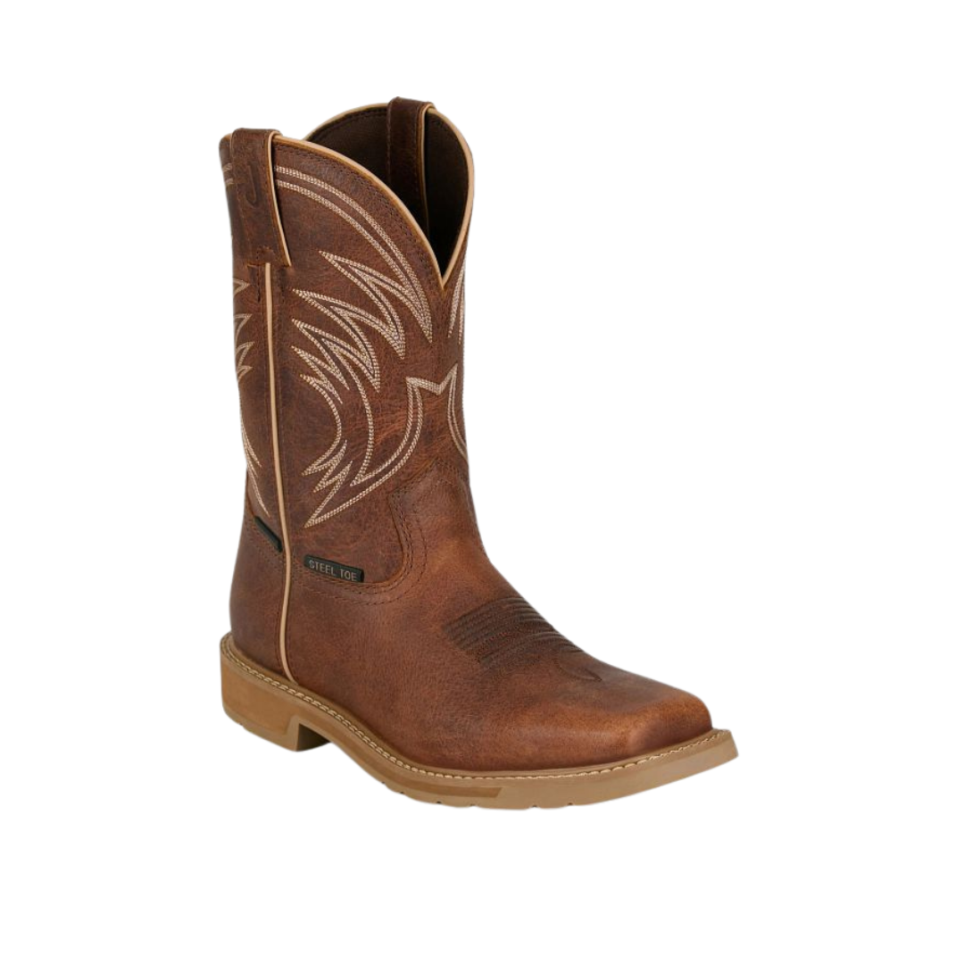 Shop Justin Men's Daywork 11 Steel Toe Waterproof Pecan Boots
