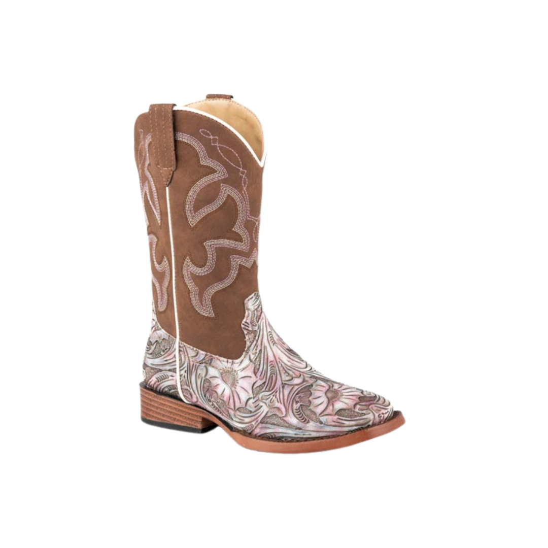 Roper Youth Unisex Floral Vamp Purple Boots