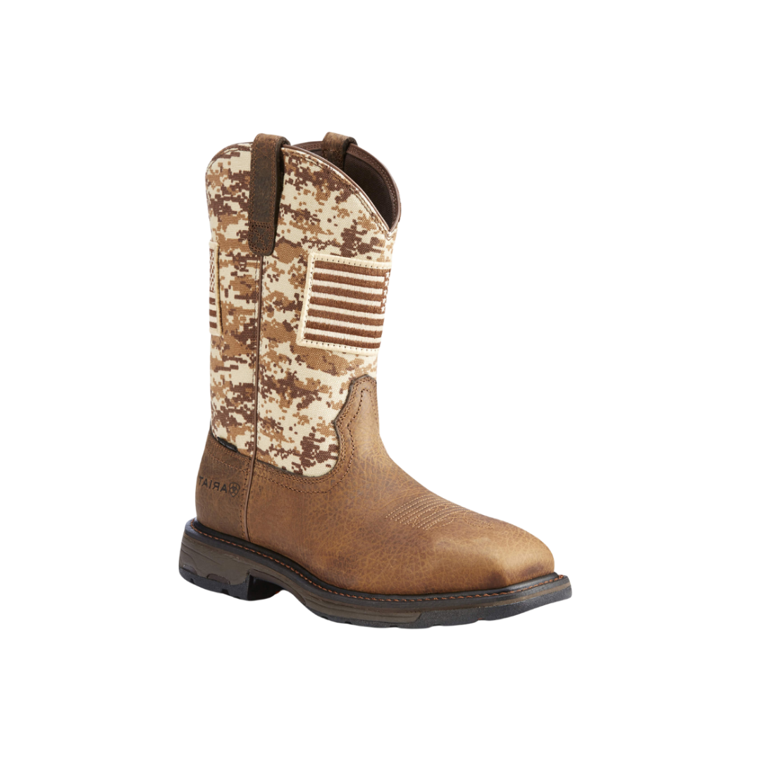 Ariat Men's Workhog Patriot Steel Work Sand Camo Boots