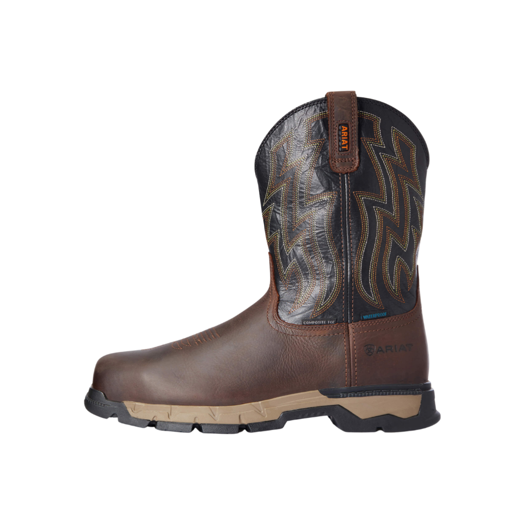 Ariat Men's Rebar Flex Western Waterproof Work Brown Boots