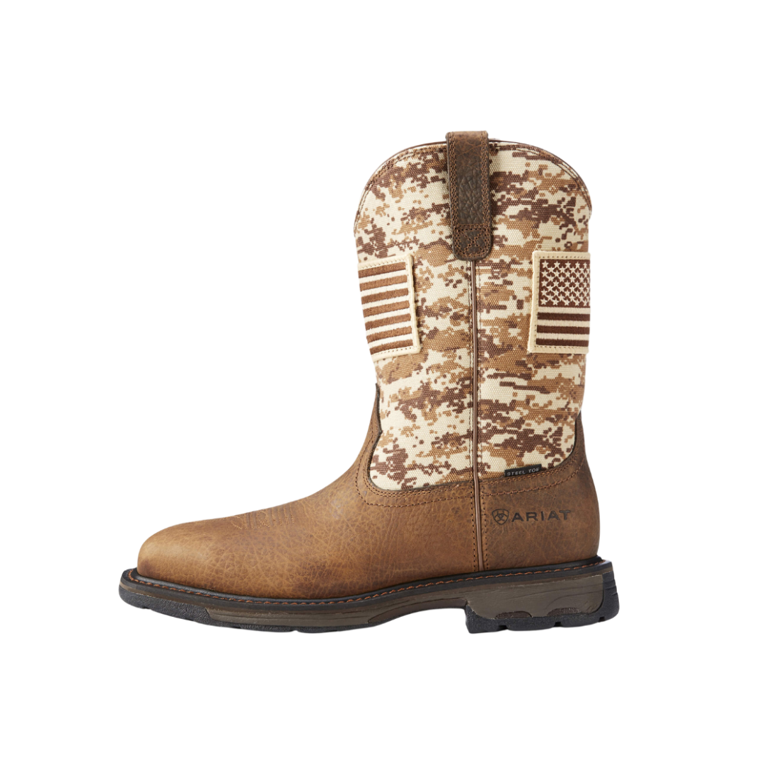 Ariat Men's Workhog Patriot Steel Work Sand Camo Boots