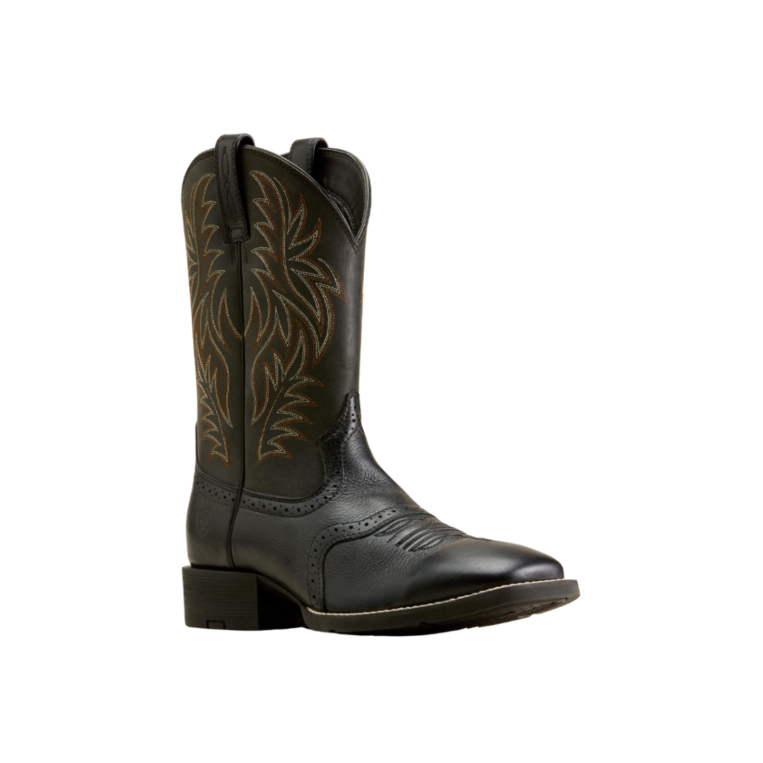 Ariat Men's Sport Wide Cowboy Deertan Black Boots