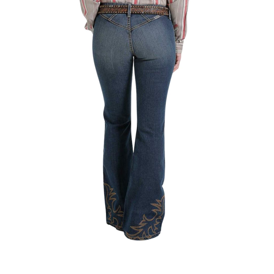 Cruel Girl Women's Hannah Bareback Slim Flare Dark Stone Jeans