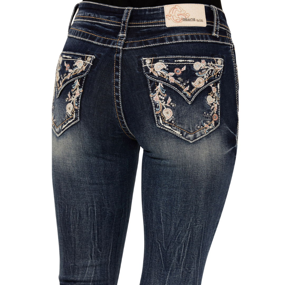 Grace In La Women's Bootcut Medium Wash Jeans