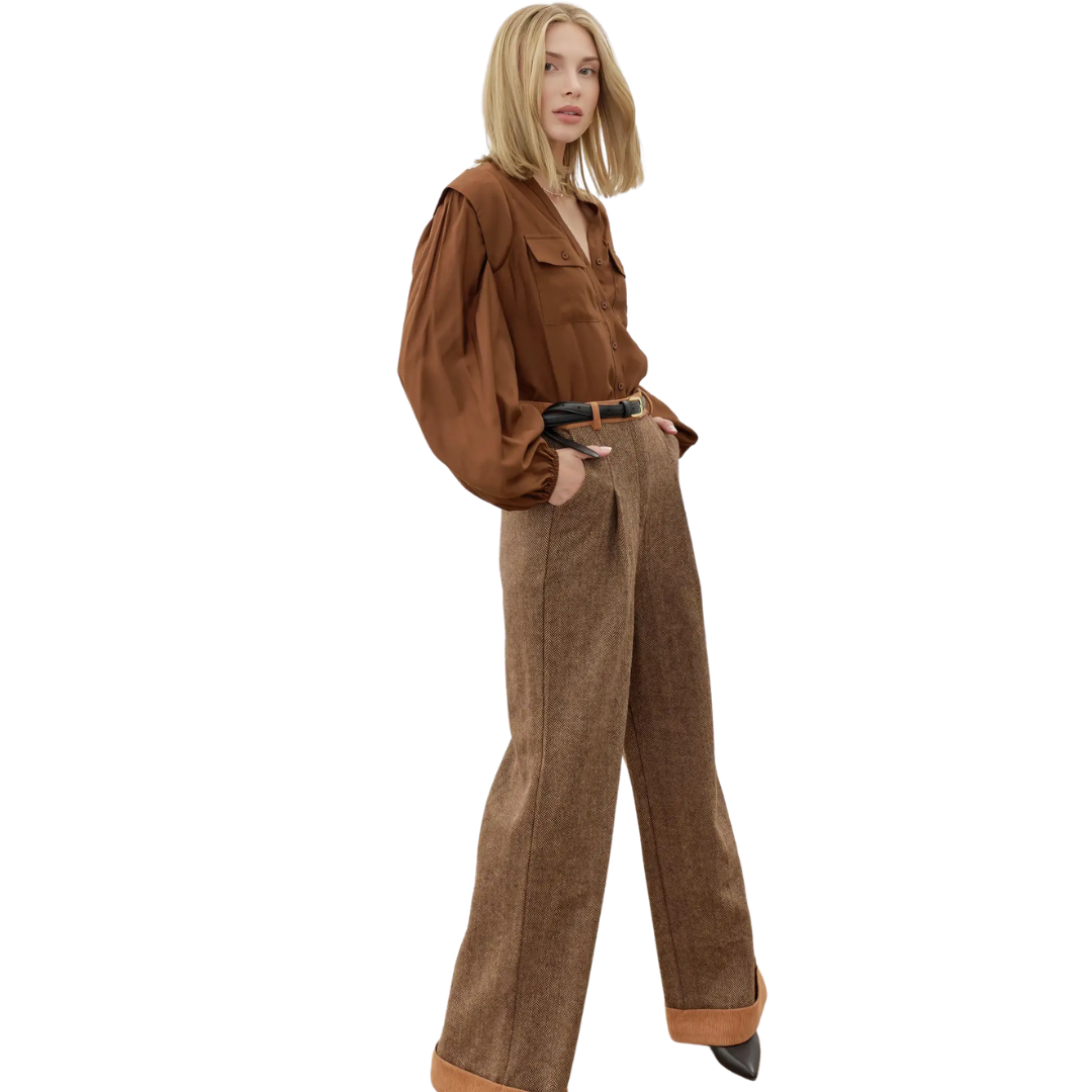 Strut & Bolt Women's Tweed Trousers Café Tawny Pants