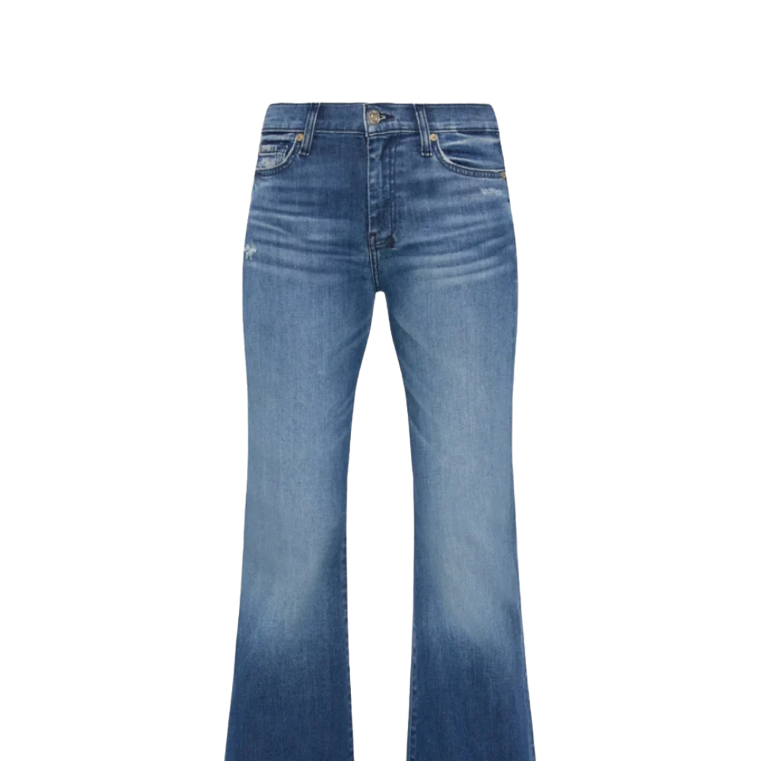 7 For All Mankind Women's Dojo Flare Lake Blue Jeans