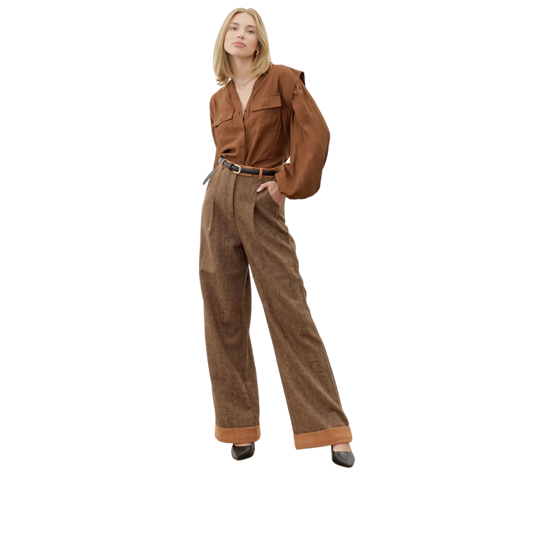 Strut & Bolt Women's Tweed Trousers Café Tawny Pants