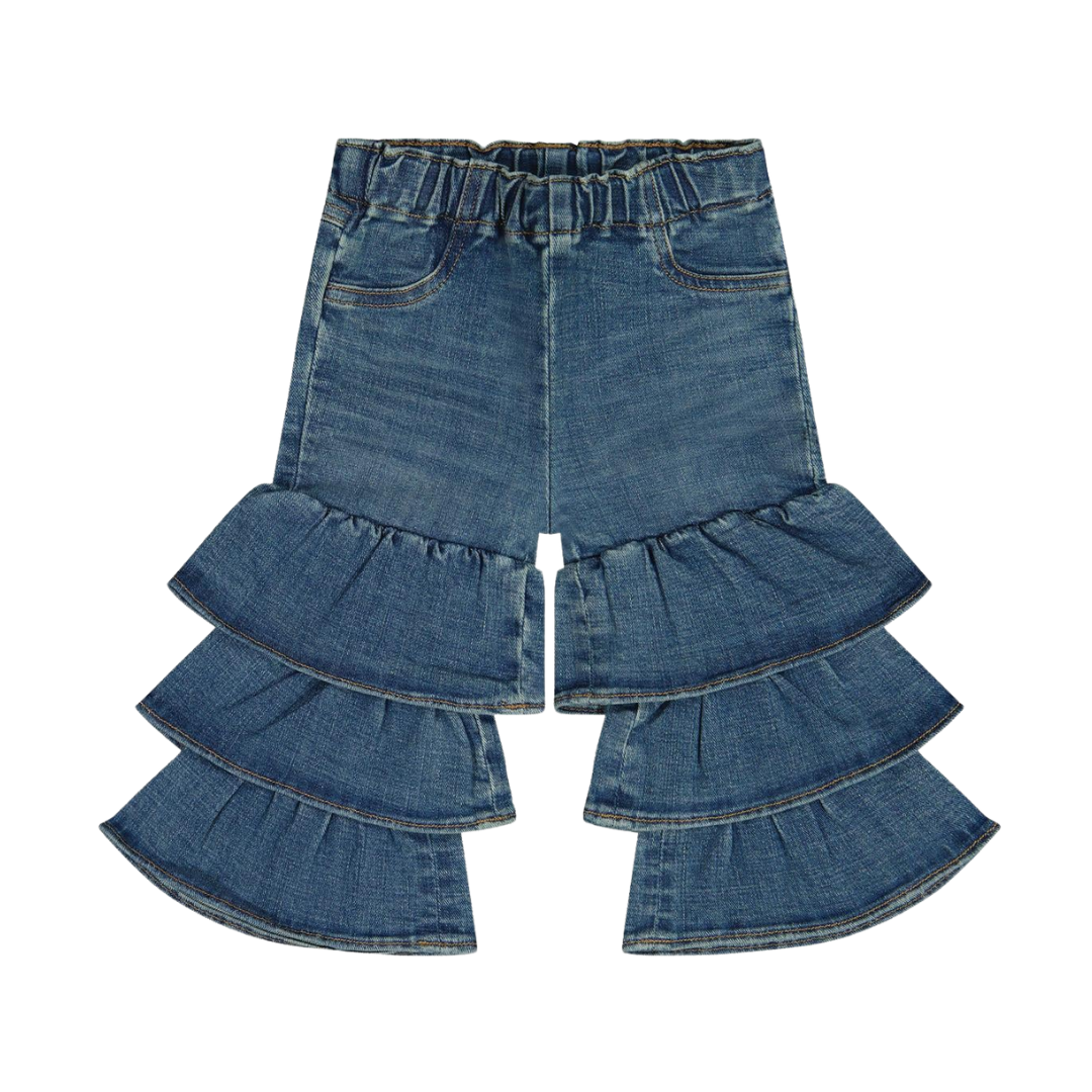 Wrangler Infant Girl's Pull Up Tiered Flare Denim Jeans