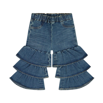 Wrangler Infant Girl's Pull Up Tiered Flare Denim Jeans