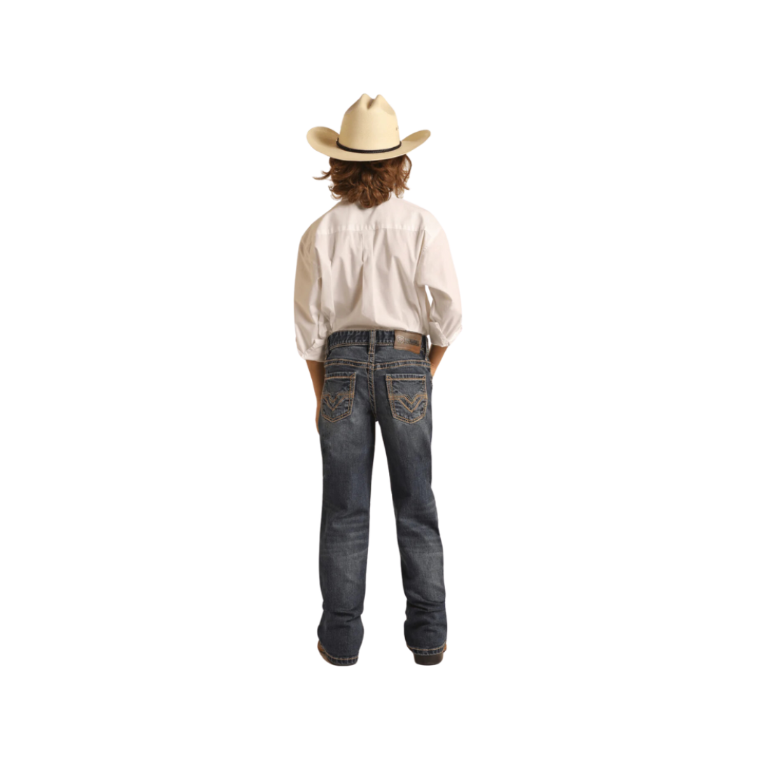 Rock & Roll Youth Boy's Reflex Bb Gun Stretch Bootcut Blue Jeans