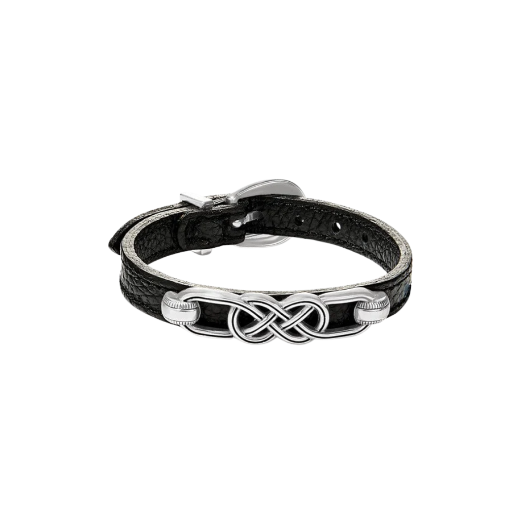 Brighton Women's Interlok Braid Leather Black Bracelet