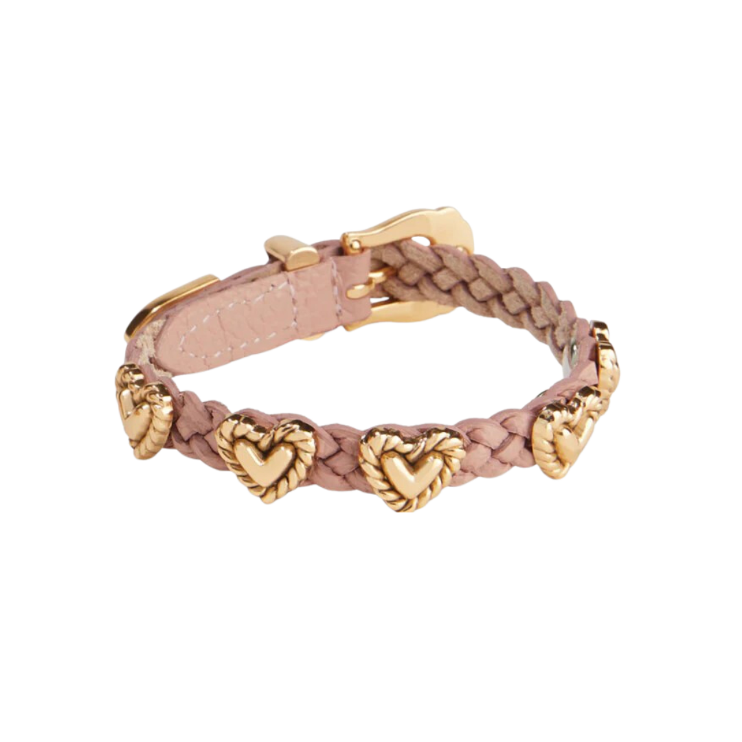 Brighton Women's Roped Heart Gold Pink Sand Bracelet