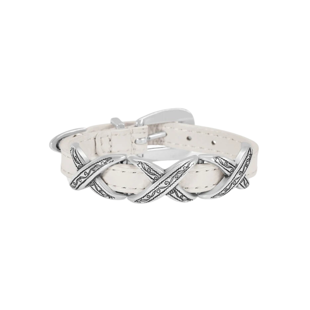 Brighton Women's Kriss Kross Etched White Bracelet