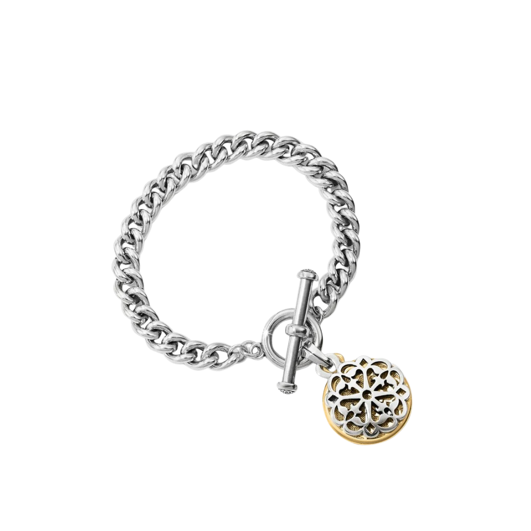 Brighton Women's Ferrara Two Tone Toggle Grey Bracelet