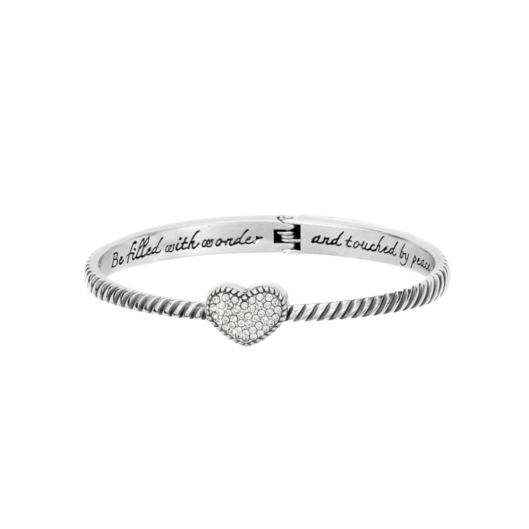 Brighton Women's Celestia Heart Hinged Silver Bangle