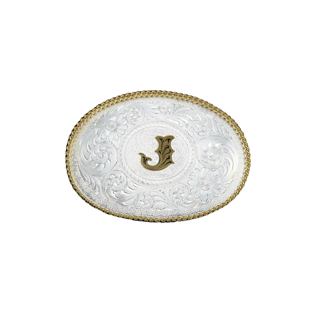 Montana Silversmiths Men's Initial J Silver Grey Buckle
