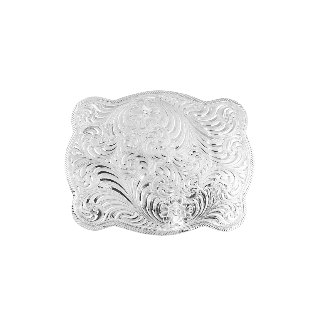 Montana Silversmiths Men's Simple Scalloped Silver Grey Buckle