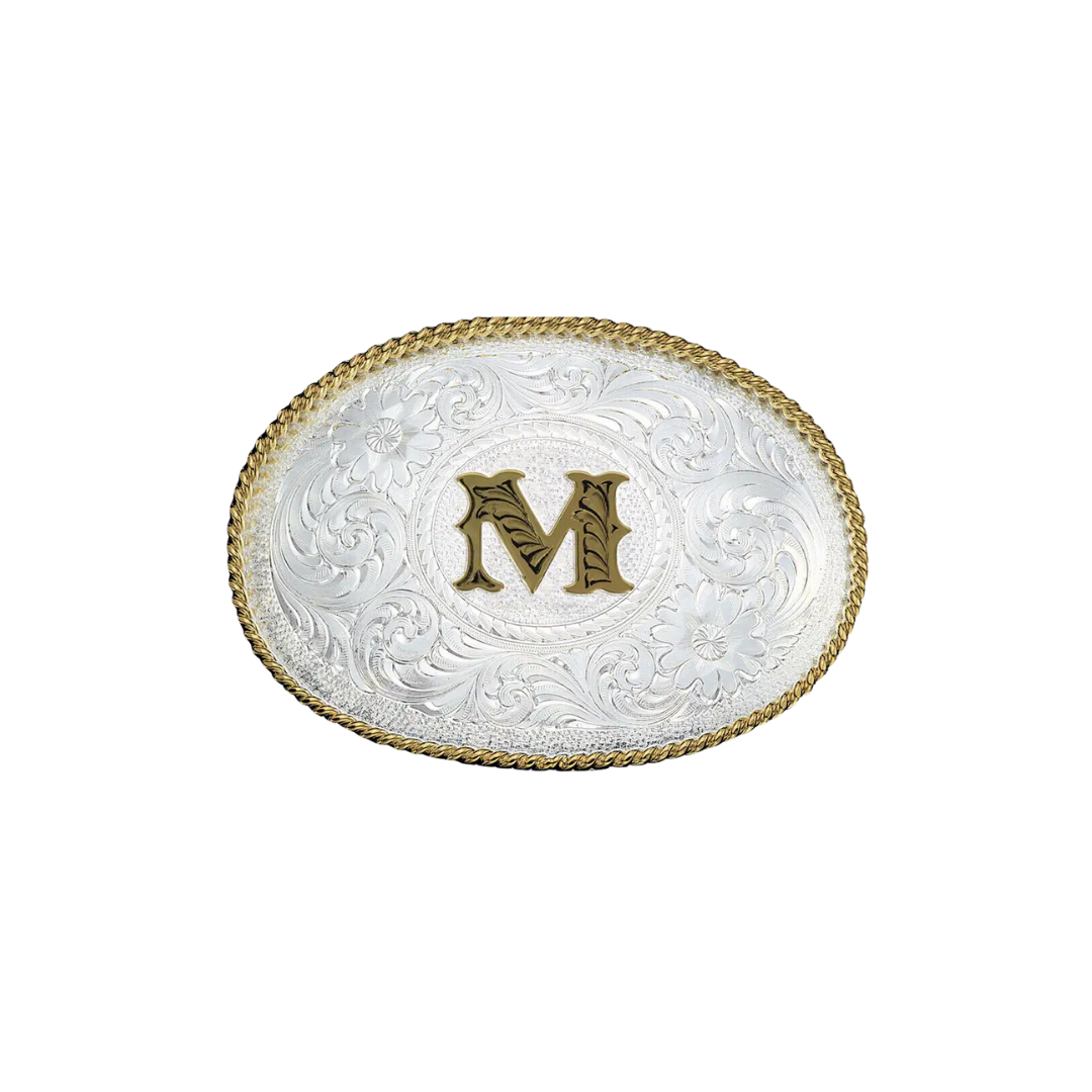Montana Silversmiths Men's Initial M Silver Grey Buckle