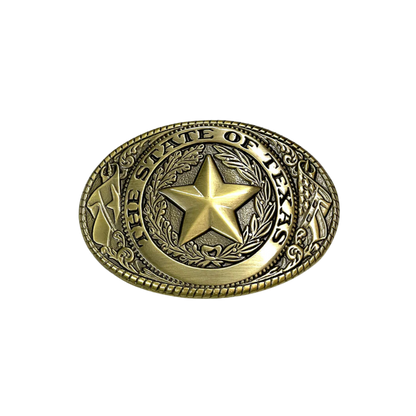 Nocona Unisex Bronze State of Texas Seal Oval Yellow Buckle