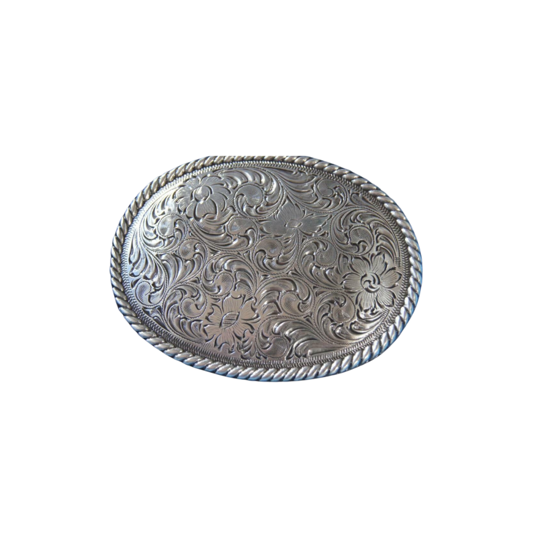 Nocona Men's Oval Floral Scroll Grey Buckle