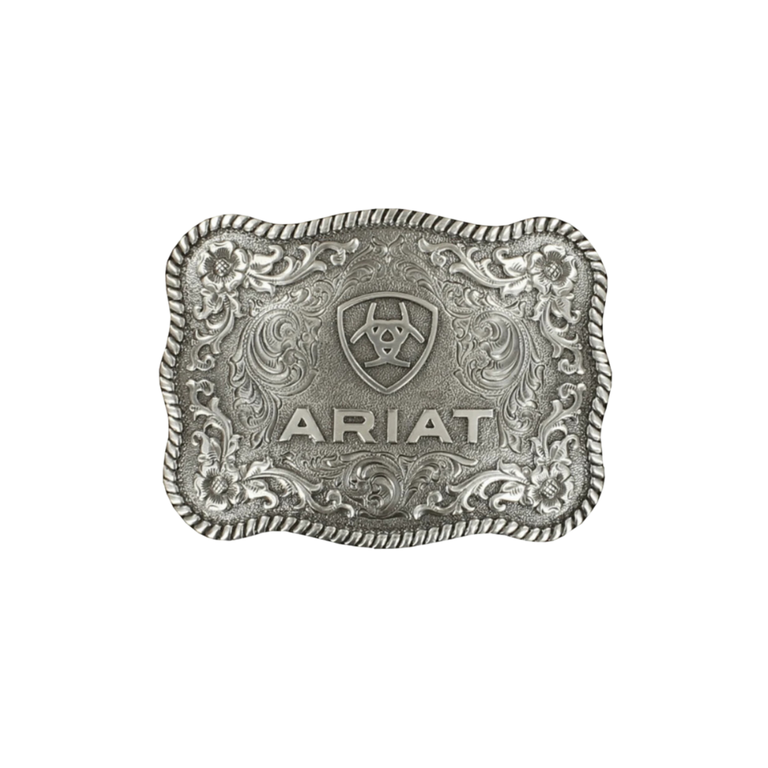Ariat Men's Rectangle Rope Edge Grey Buckle