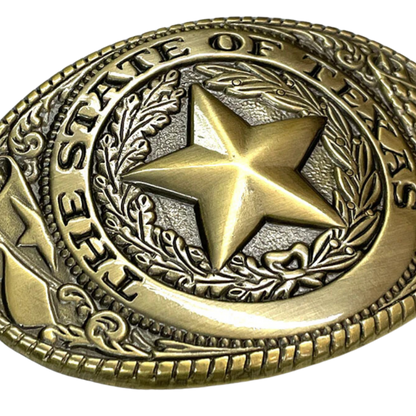 Nocona Unisex Bronze State of Texas Seal Oval Yellow Buckle