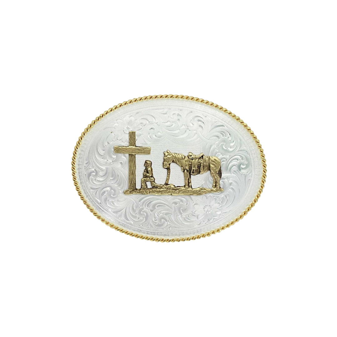 Montana Silversmiths Men's Christian Cowboy Western Grey Buckle